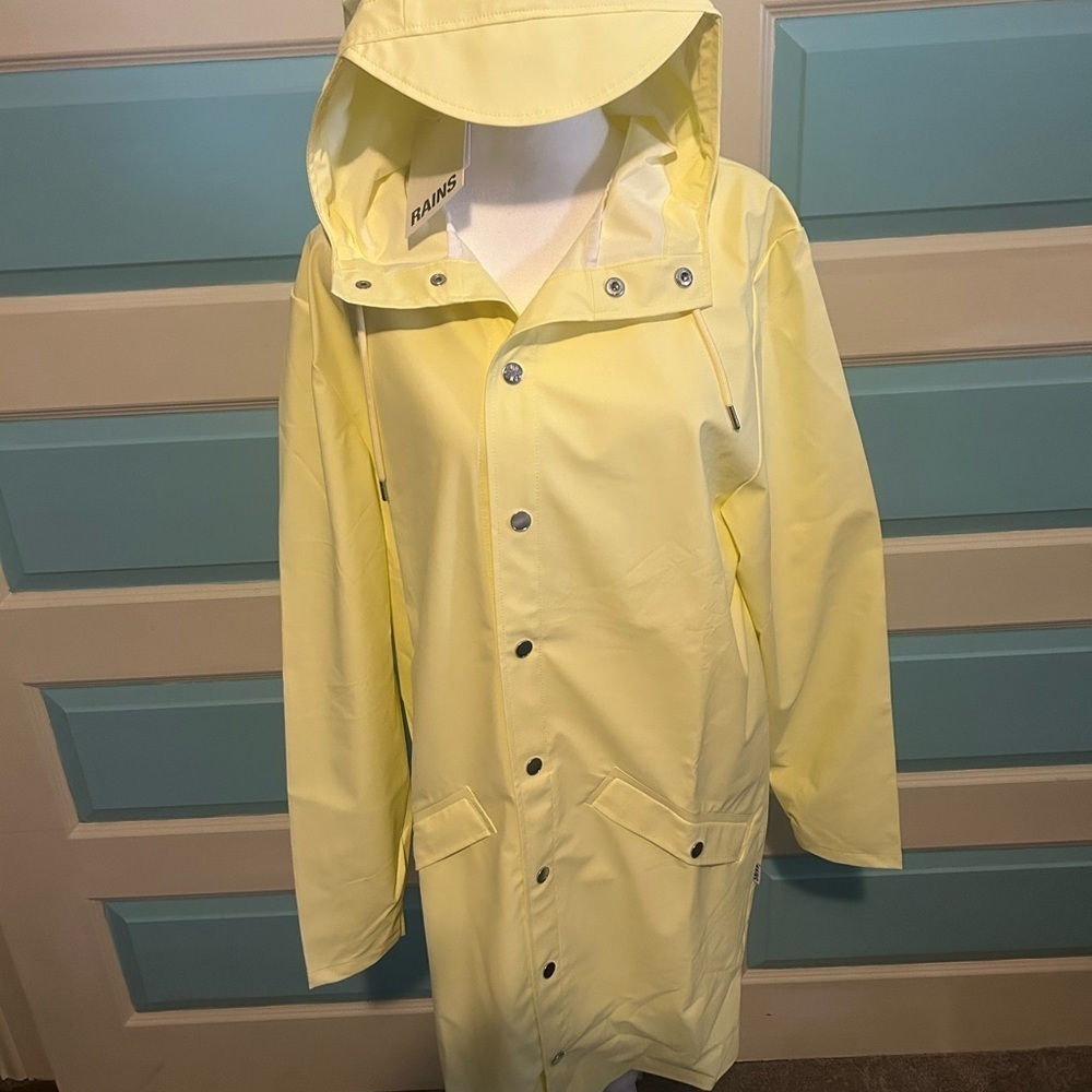 Rains Light Yellow Hooded Jacket